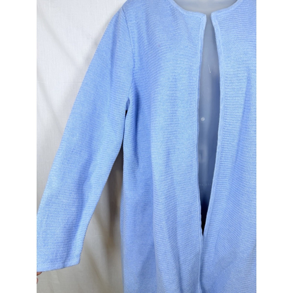 Talbots Plus Textured Open Front Sweater Jacket Light Blue Cotton Blend Women 1X - Picture 7 of 12